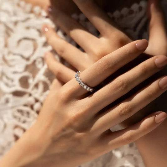 D Color Moissanite Eternity Band Ring on hand – MirrorQuenn
