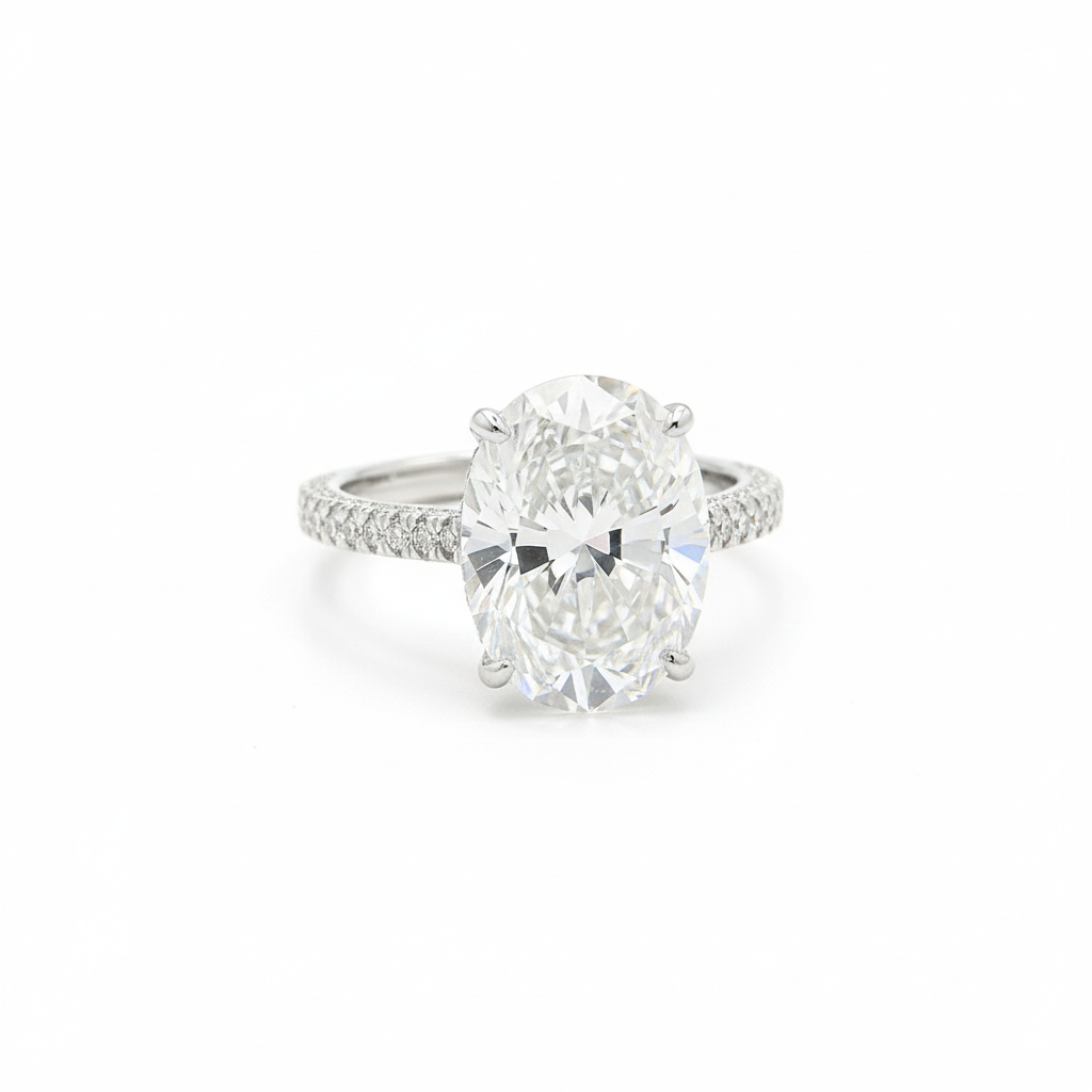 8CT Oval Cut Moissanite Engagement Ring in 925 Silver