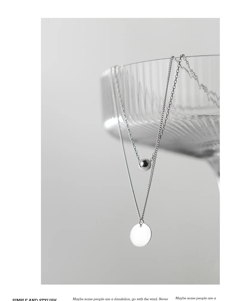 Double Layer Silver Coin Necklace     Mirror Quenn worldwide shipping