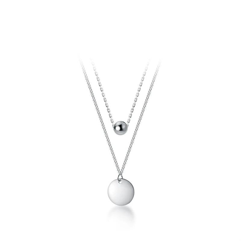 Double Layer Silver Coin Necklace