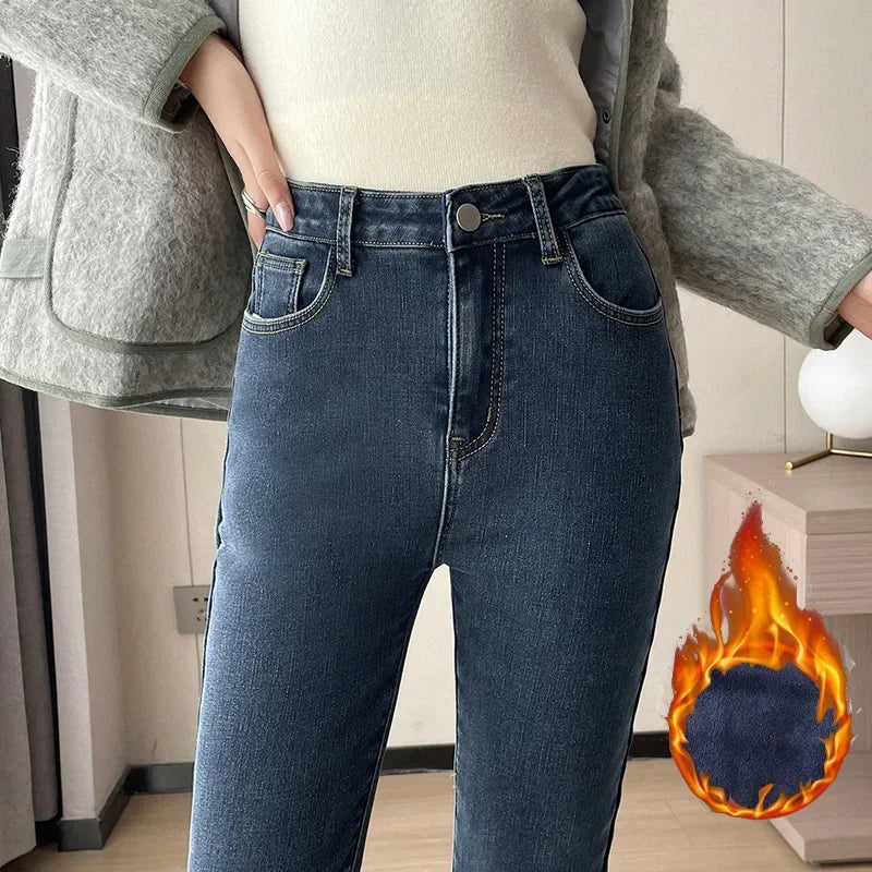 Warm Plush Flared Jeans