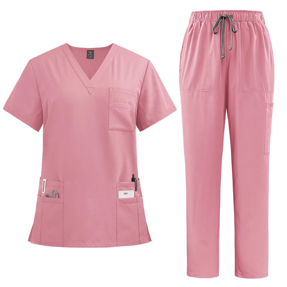 Unisex Modern V-Neck Scrub Set – High-Quality Medical Uniform for Doctors & Nurses