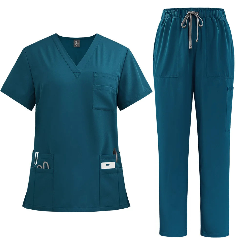Unisex Modern V-Neck Scrub Set – High-Quality Medical Uniform for Doctors & Nurses