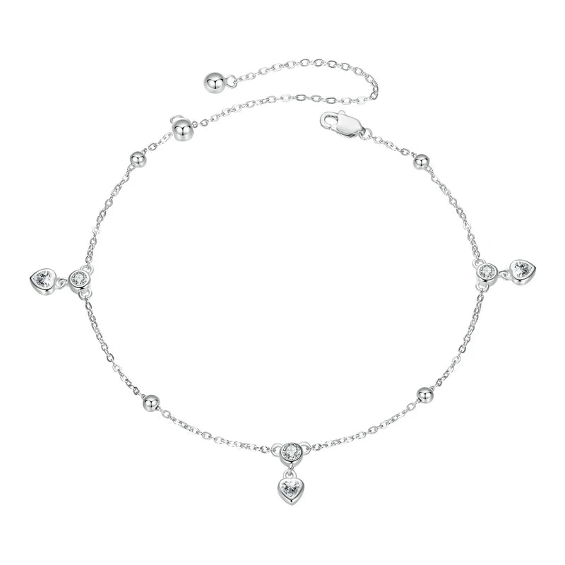 925 Sterling Silver Snake Chain Anklet Adjustable Turtle