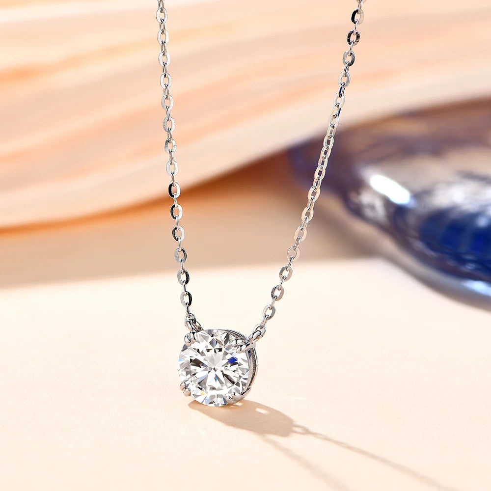 1CT Moissanite Diamond Pendant Necklace in 925 Silver