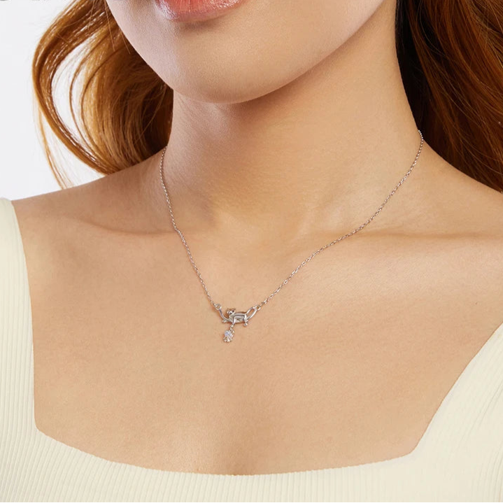 BAMOER 925 Sterling Silver Cat Necklace for Women - Cat Jewelry Gifts for Cat Lovers Fashion Birthday Graduation Gift SCN533 Mirror Quenn