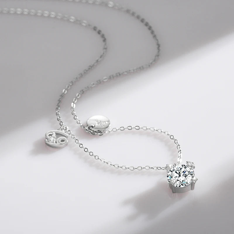 Rainbow Zircon Zodiac Pendant Necklace Mirror Quenn