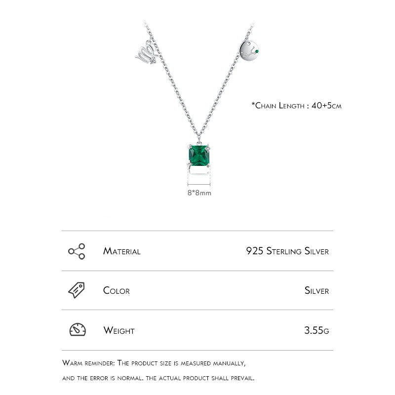 Rainbow Zircon Zodiac Pendant Necklace Mirror Quenn