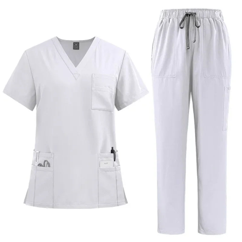 Unisex Modern V-Neck Scrub Set – High-Quality Medical Uniform for Doctors & Nurses