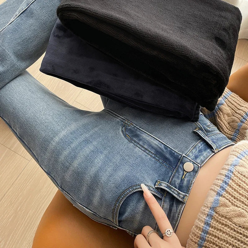 Warm Plush Flared Jeans