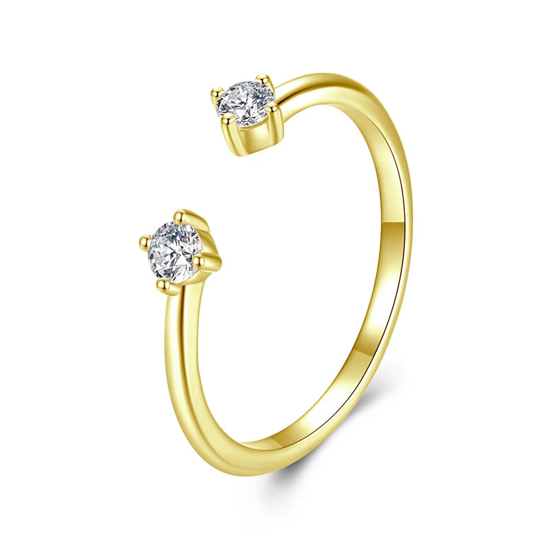 BAMOER Moissanite White Gold Plated Adjustable Ring 925 Sterling Silver Exquisite Open Ring for Women Fine Jewelry Gift Mirror Quenn
