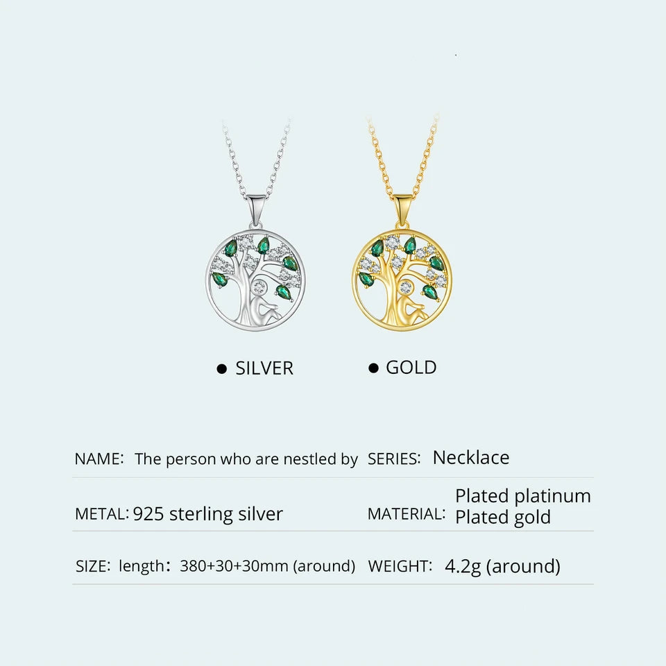 BAMOER 925 Sterling Silver Tree of Life Necklace for Women, 14K Gold Plated Lucky Tree Pendant Necklaces Jewelry for Girlfriend Mirror Quenn