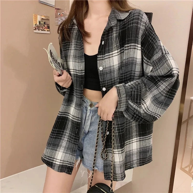 Women's Plaid Flannel Style Shirt