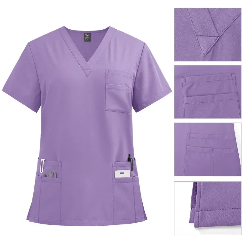 Unisex Modern V-Neck Scrub Set – High-Quality Medical Uniform for Doctors & Nurses