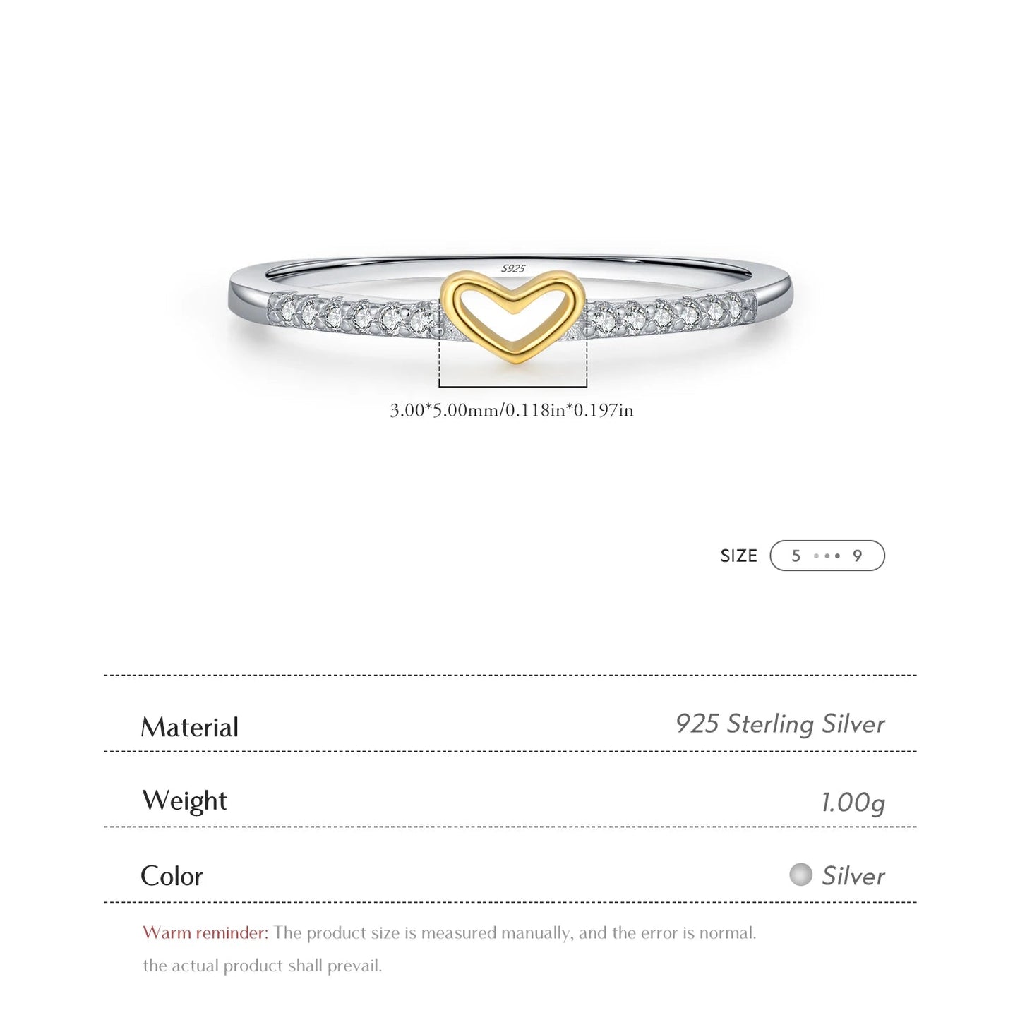 MODIAN 925 Sterling Silver Simple Romantic Heart Finger Ring Trendy Metallic Contrast Design Rings For Women Fine Jewelry Mirror Quenn