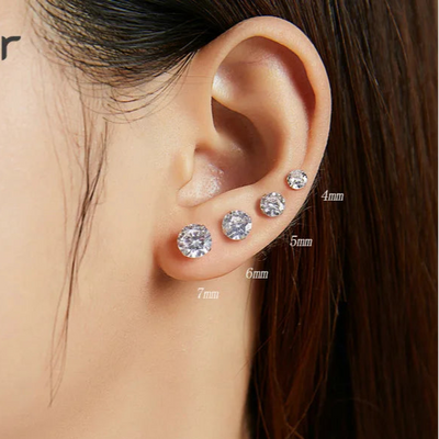 BAMOER HOT SALE Basic Wedding Stud Earrings Solid Silver 925 Clear Cubic Zirconia Women Statement Earrings BSE166 Mirror Quenn