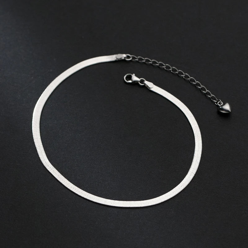 Modian Foot Jewelry Anklet Simple Snake Exquisite Bracelet For Women Real 925 Sterling Silver Anklets For Women Party Gifts Mirror Quenn