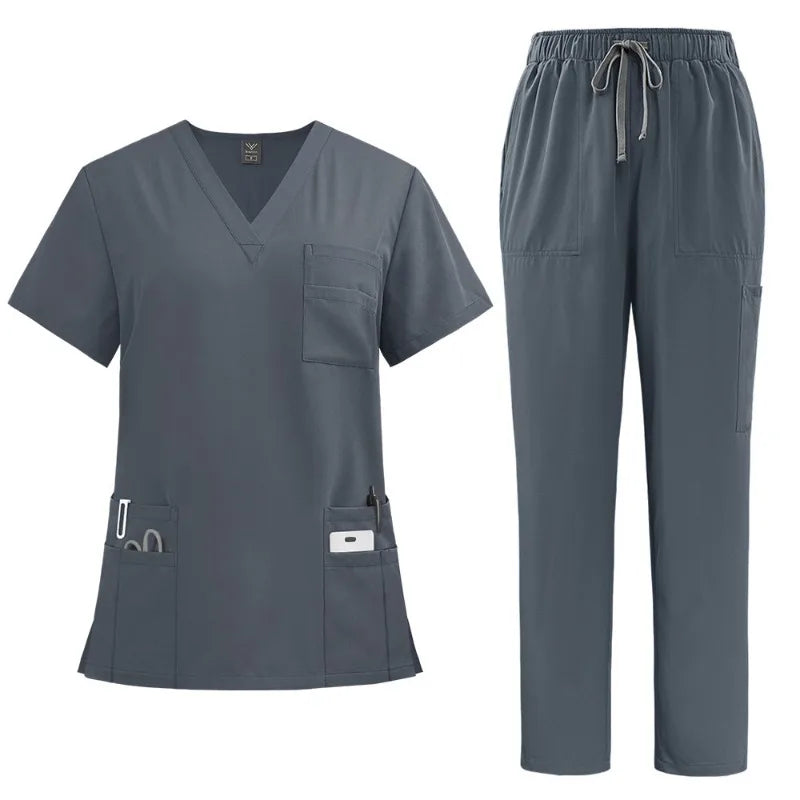 Unisex Modern V-Neck Scrub Set – High-Quality Medical Uniform for Doctors & Nurses