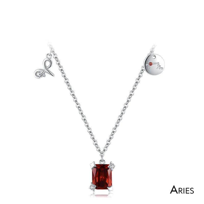 Silver necklace with a red gemstone pendant on a white background, featuring the brand 'MODIAN'.