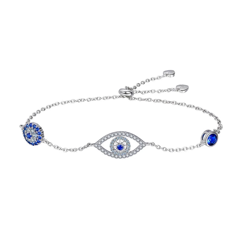 Bamoer 100% 925 Sterling Silver Blue Zircon Evil Eyes Bracelet Guardian Eye Chain for Women Gift Fine Jewelry SCB089 Mirror Quenn
