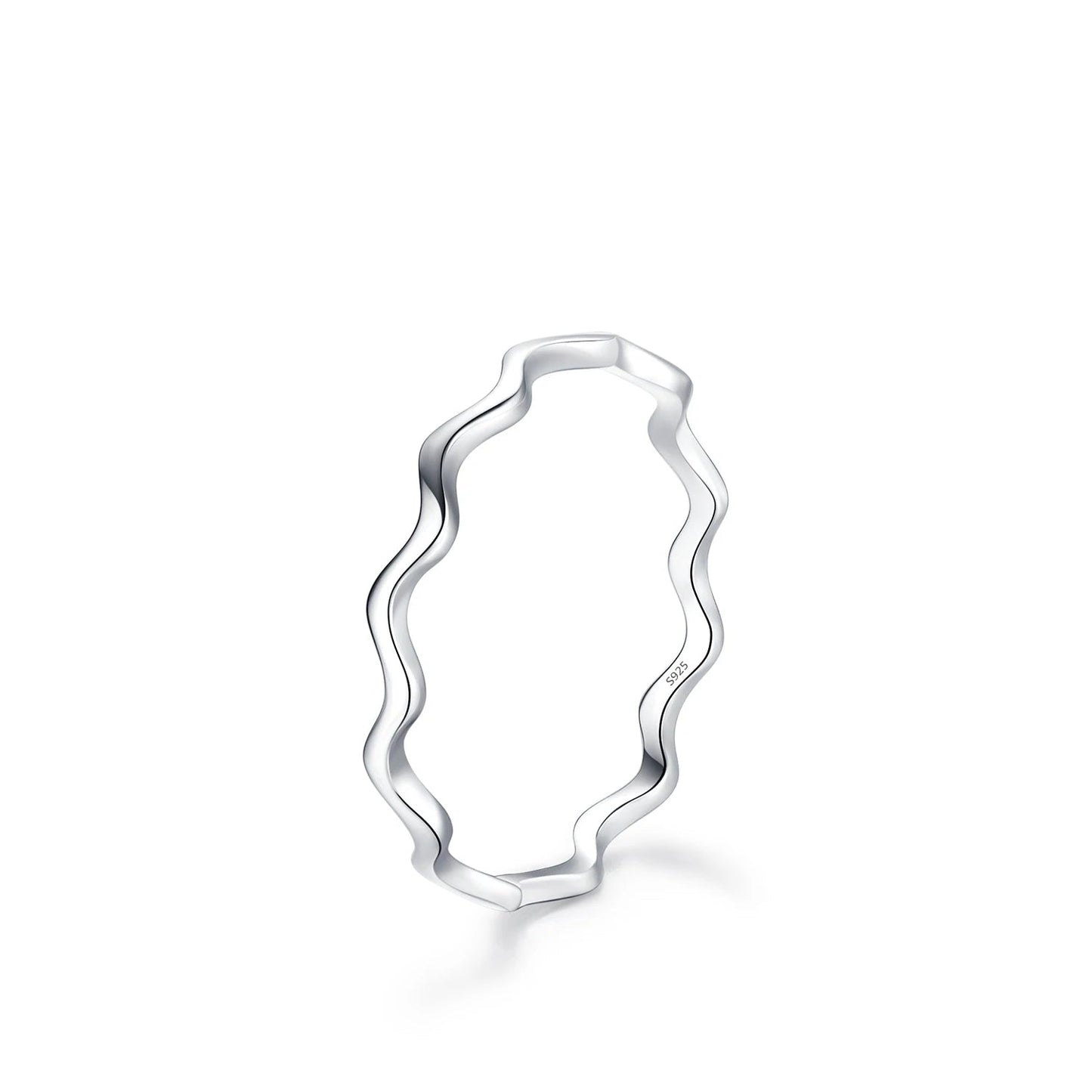 MODIAN 925 Sterling Silver Simple Fashion Stackable Ring Classic Wave Geometric Exquisite Finger Rings For Women Party Jewelry Mirror Quenn