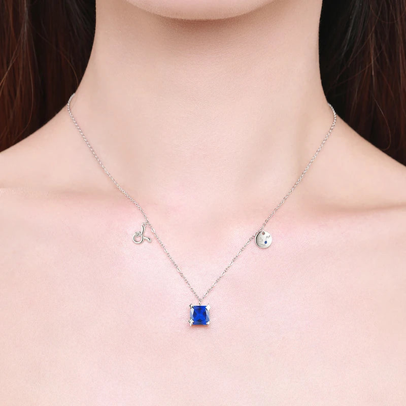 Rainbow Zircon Zodiac Pendant Necklace Mirror Quenn