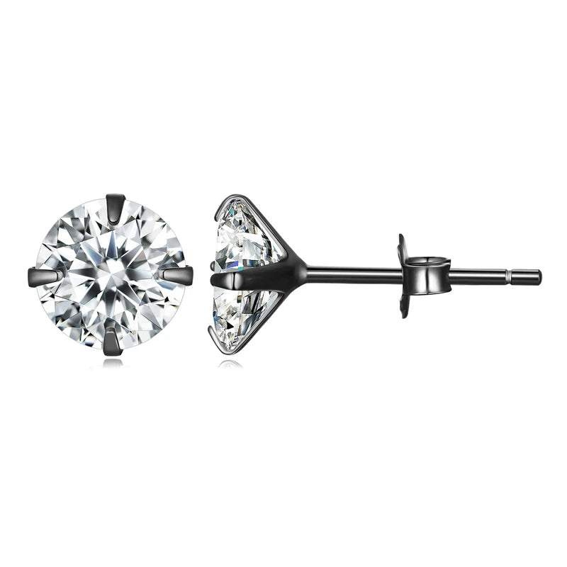 bamoer CZ Stud Earrings 925 Sterling Silver Platinum Plated Round Cubic Zirconia Hypoallergenic Earrings 4mm 5mm 6mm 7mm BSE166 Mirror Quenn
