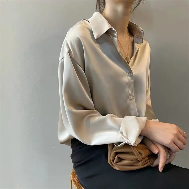 Bow Tie Collar Button-Up Blouse – Casual Women’s Shirt