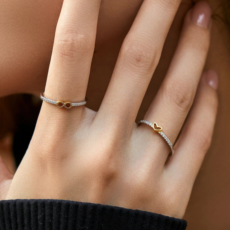 MODIAN 925 Sterling Silver Simple Romantic Heart Finger Ring Trendy Metallic Contrast Design Rings For Women Fine Jewelry Mirror Quenn