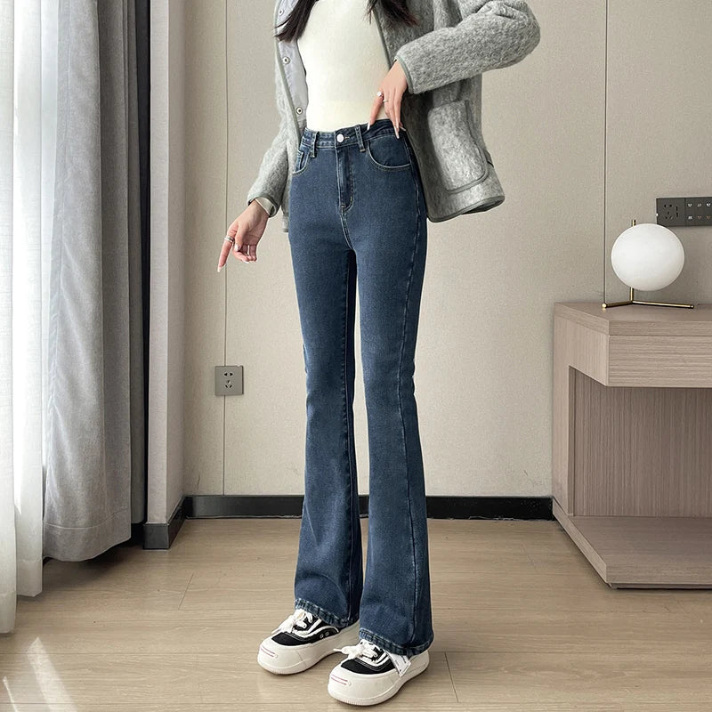 Warm Plush Flared Jeans