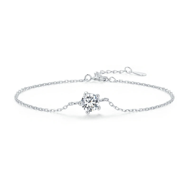 Bamoer 1CT Moissanite Bracelet Trendy 925 Sterling Silver Chain Charms For Women 2023 Classic Jewelry Mirror Quenn
