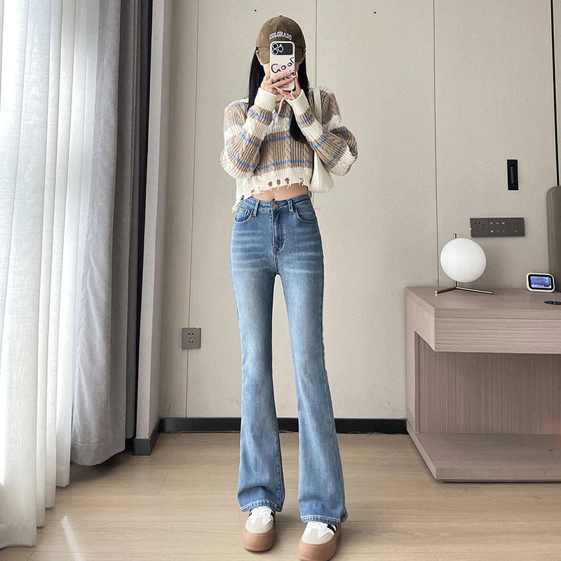 Warm Plush Flared Jeans