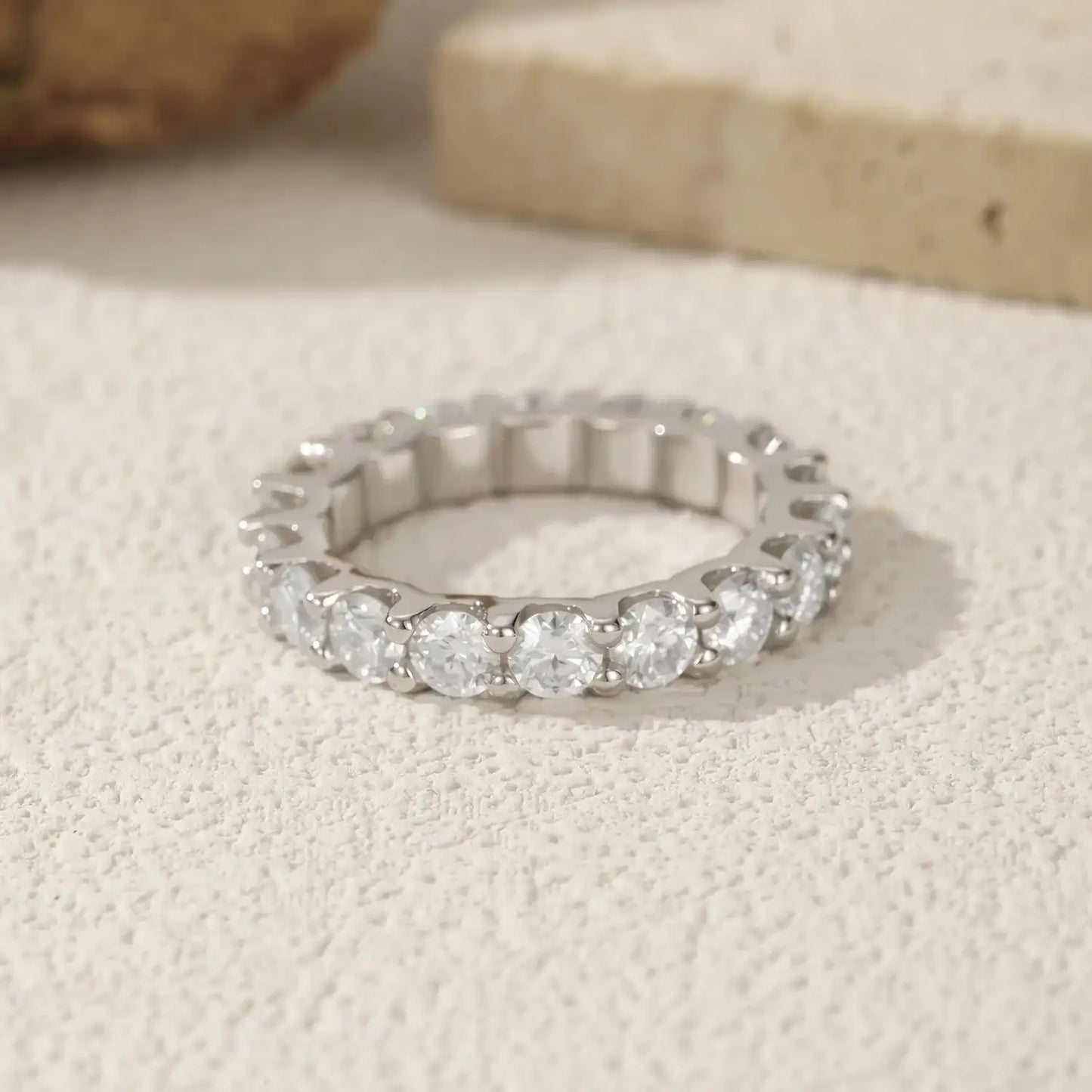 D Color Moissanite Eternity Band Ring Mirror Quenn