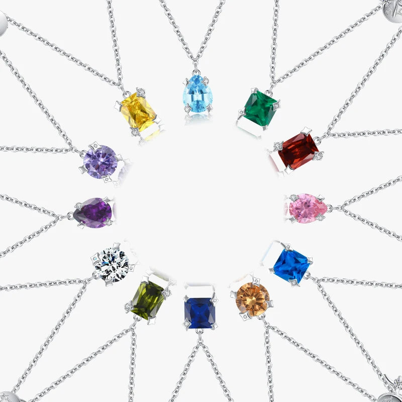 Rainbow Zircon Zodiac Pendant Necklace Mirror Quenn