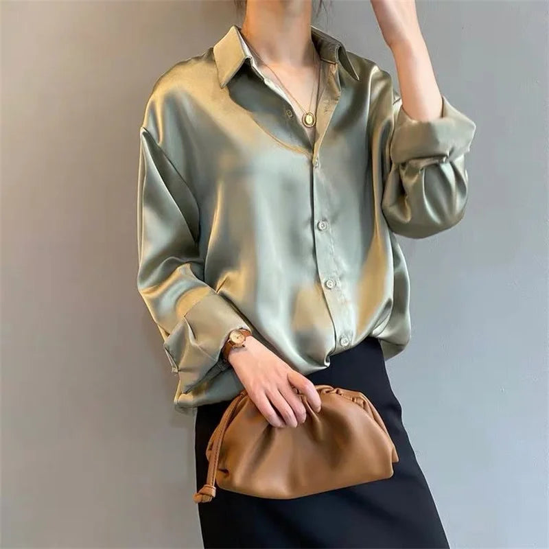 Bow Tie Collar Button-Up Blouse – Casual Women’s Shirt