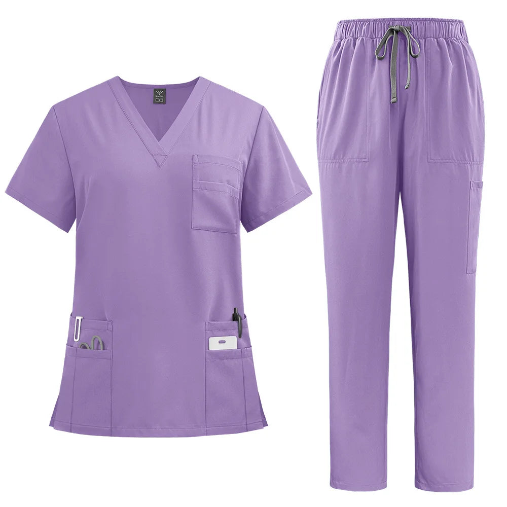 Unisex Modern V-Neck Scrub Set – High-Quality Medical Uniform for Doctors & Nurses