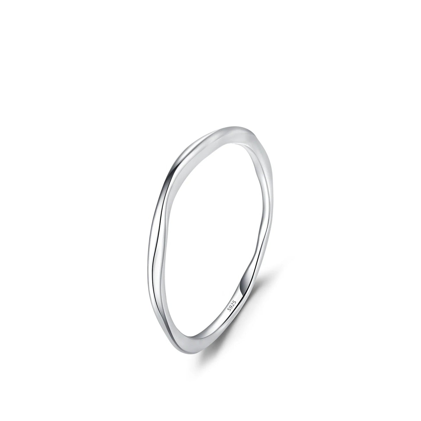 MODIAN 925 Sterling Silver Simple Fashion Stackable Ring Classic Wave Geometric Exquisite Finger Rings For Women Party Jewelry Mirror Quenn