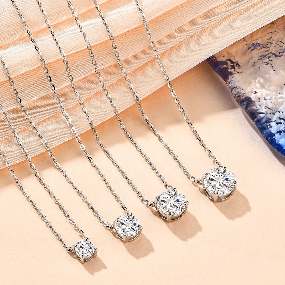1CT Moissanite Diamond Pendant Necklace in 925 Silver