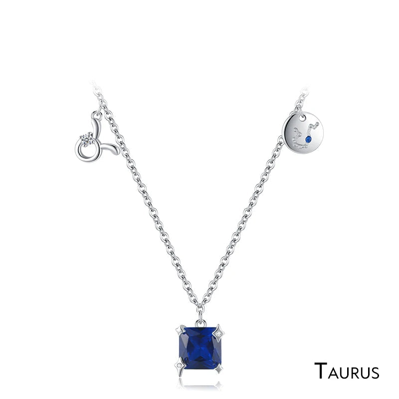 Rainbow Zircon Zodiac Pendant Necklace Mirror Quenn