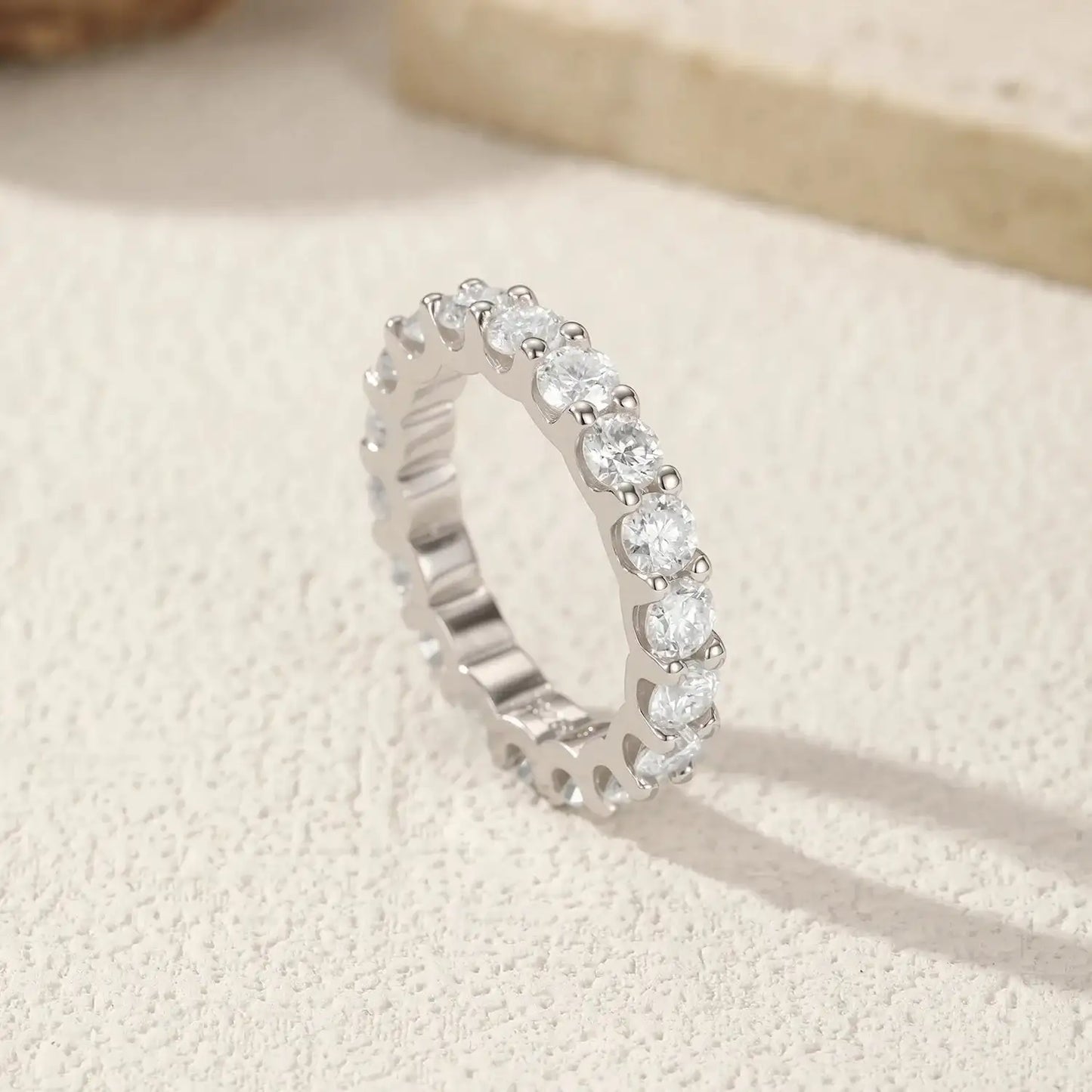 D Color Moissanite Eternity Band Ring Mirror Quenn