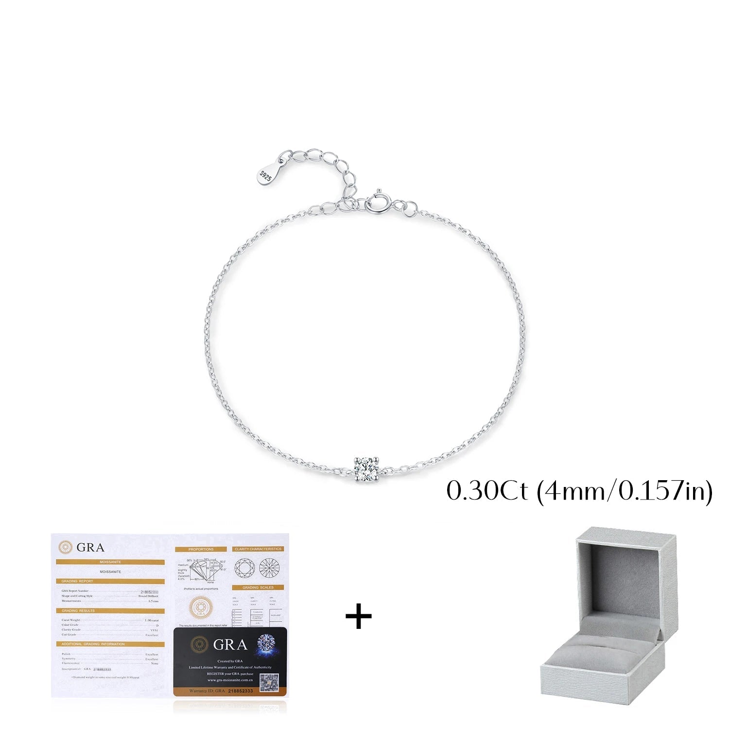 D Color Moissanite Link Chain Bracelet Mirror Quenn