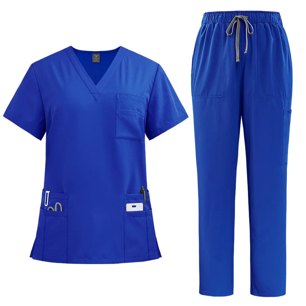 Unisex Modern V-Neck Scrub Set – High-Quality Medical Uniform for Doctors & Nurses