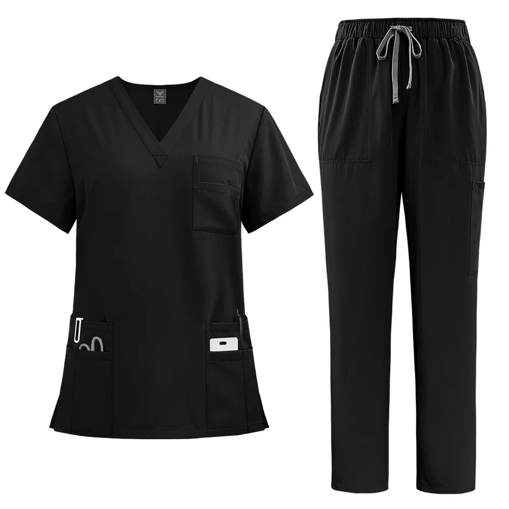Unisex Modern V-Neck Scrub Set – High-Quality Medical Uniform for Doctors & Nurses