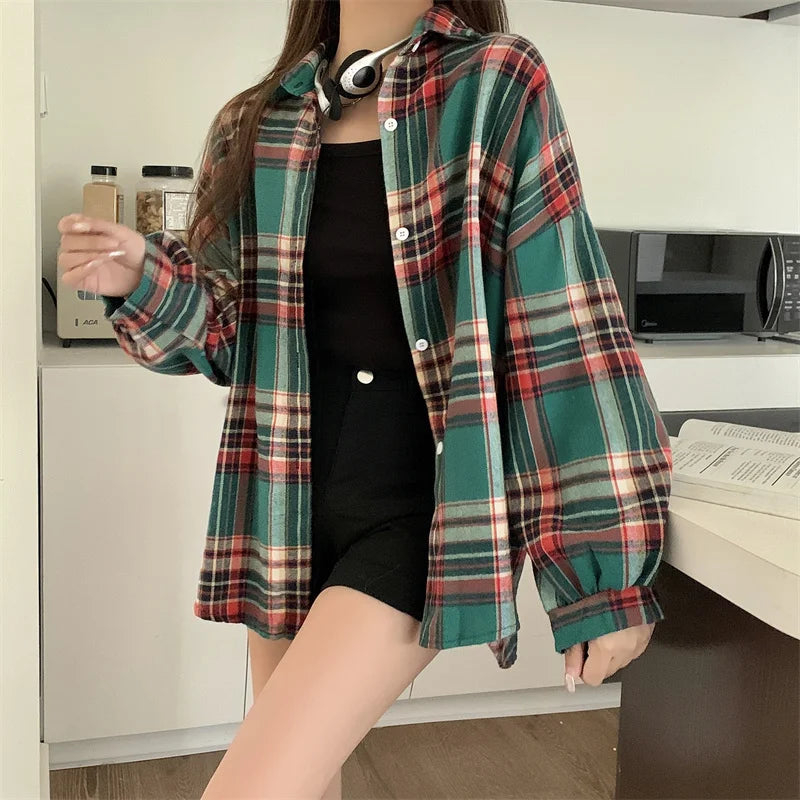 Women's Plaid Flannel Style Shirt