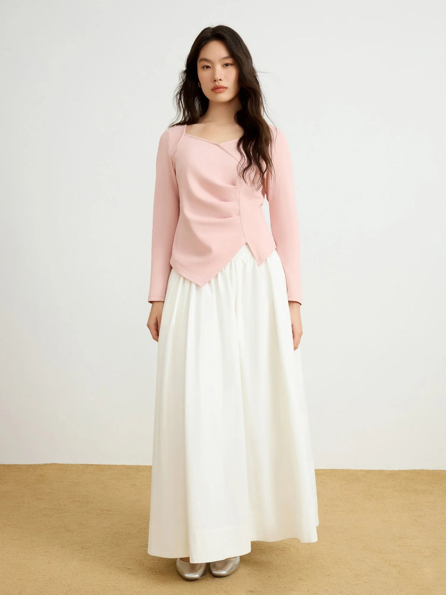 mirrorquenn Asymmetrical Knit Slim Top in shop online women's fashion