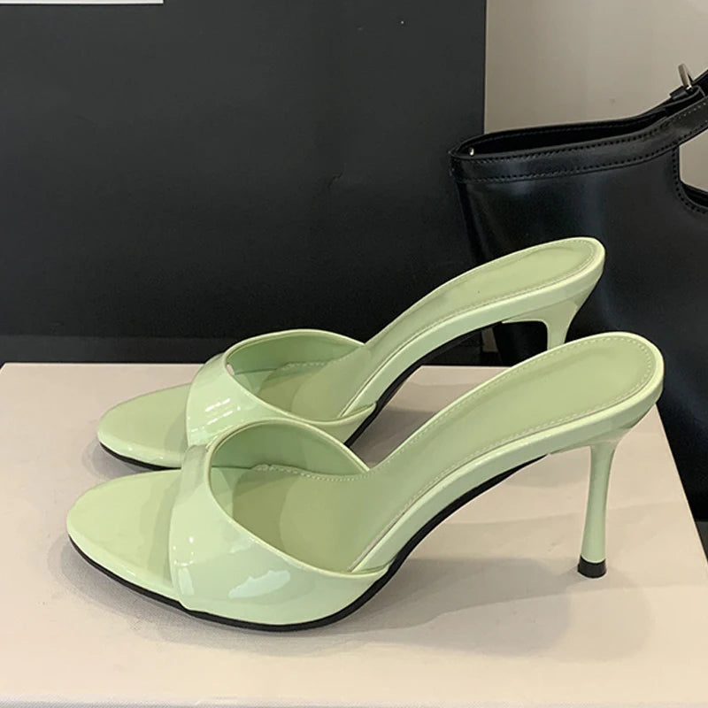 mirrorquenn Wine Red Patent High Heels in shop online women's fashion