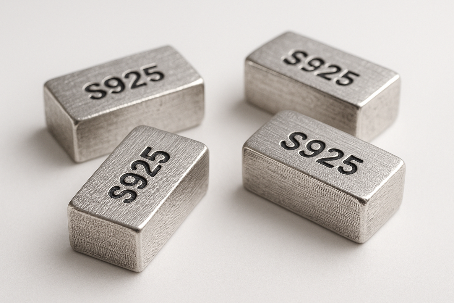 sterling silver blocks, s925 stamp on silver rectangle black,
