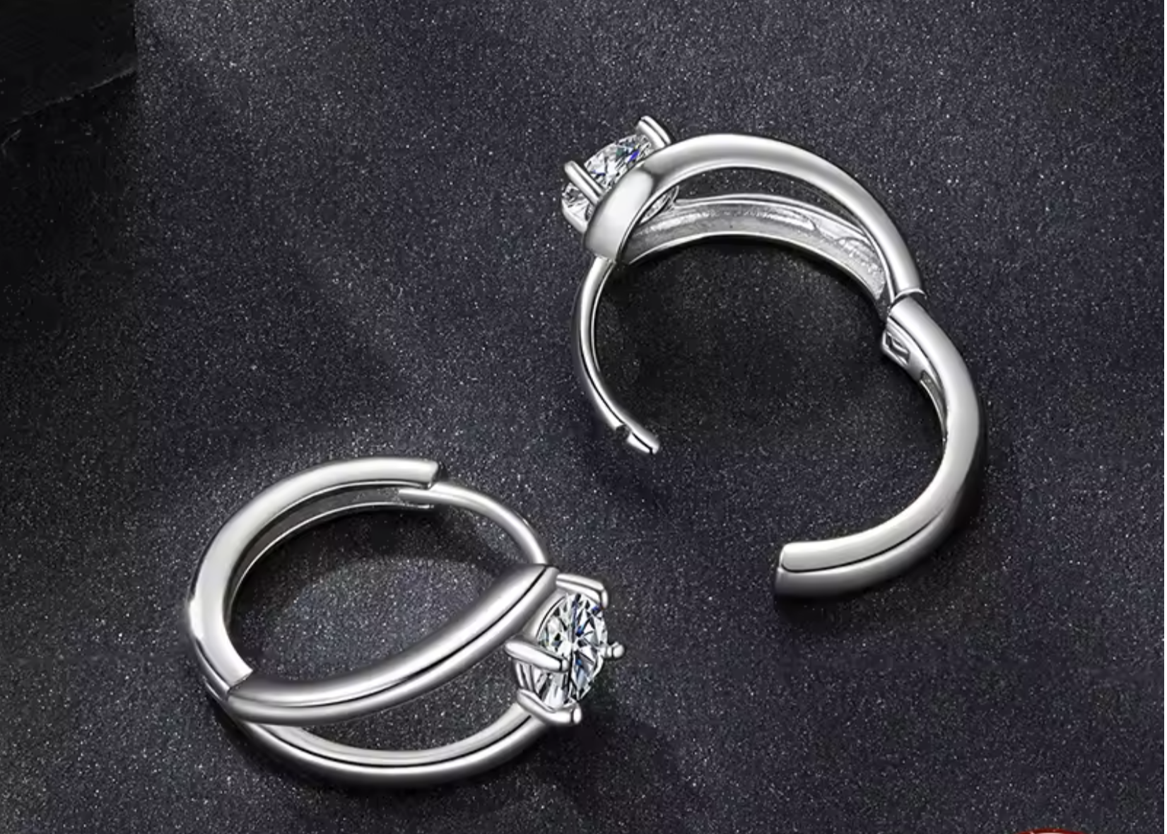 0.3CT Moissanite Hoop Earrings Silver Gold Mirror Quenn