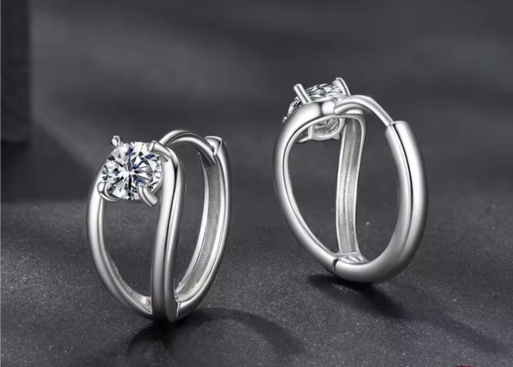 0.3CT Moissanite Hoop Earrings Silver Gold Mirror Quenn