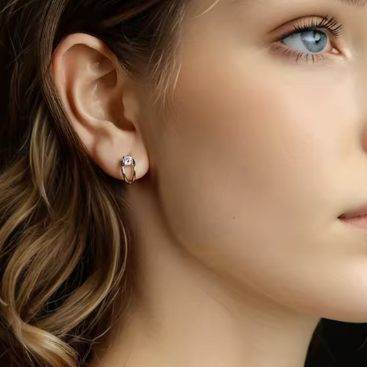 0.3CT Moissanite Hoop Earrings Silver Gold Mirror Quenn